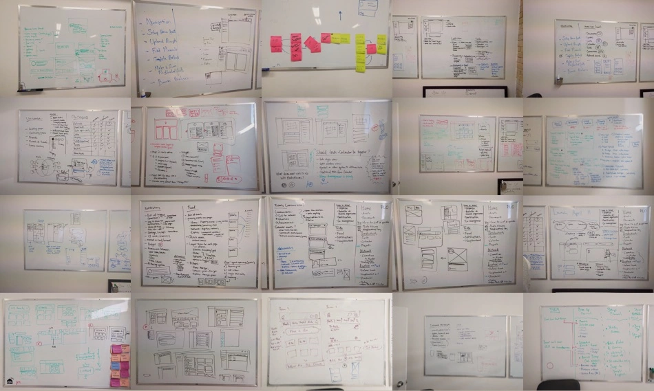 Quartermaster whiteboards and early sketches