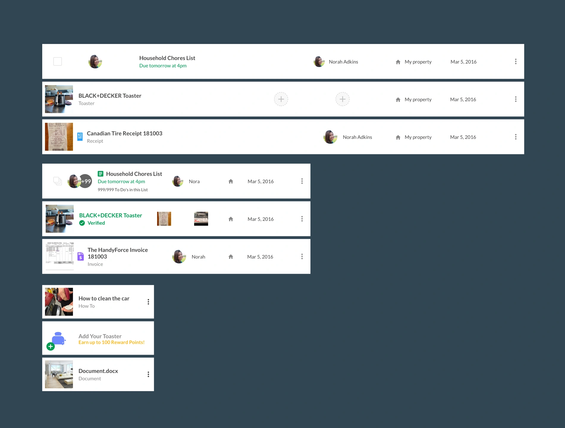 Quartermaster list view designs